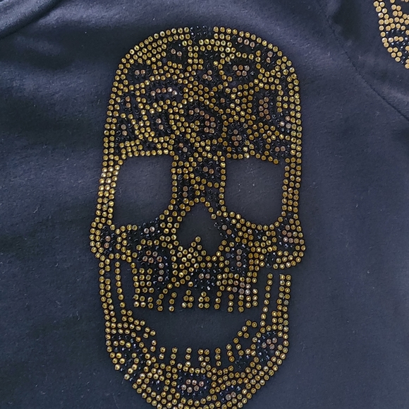 Authentic Christian Audigier rhinestone skull T shirt (ptp 16") - Picture 8 of 9